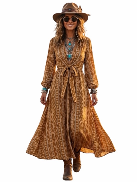 Storia Dresses & Skirts - Storia Boho Tie-Front Maxi Dress / Duster - Size Medium